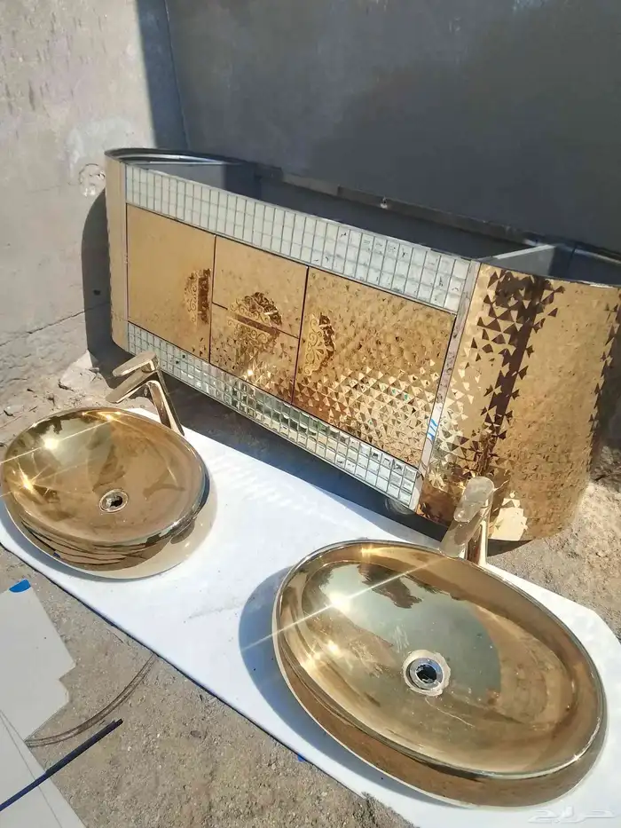 مغسله دولاب حوضين متر ونص دهبي 0