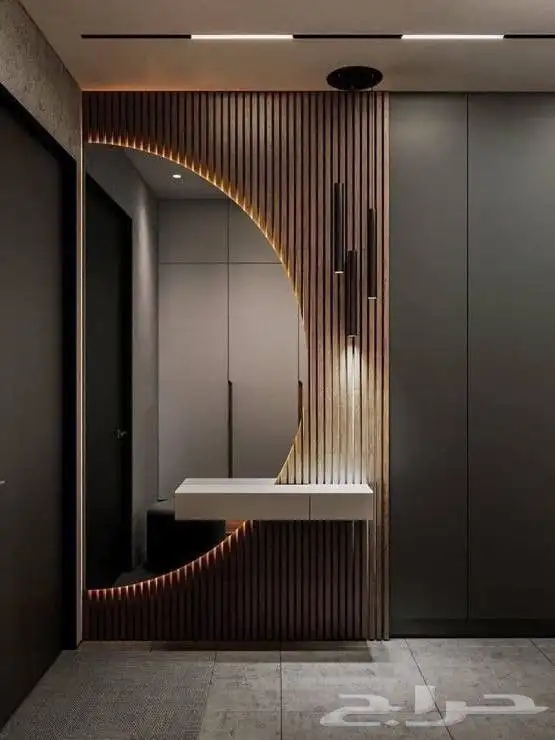 ديكور مدخل بديل خشب معا مرايه معا اناره التواصل 0