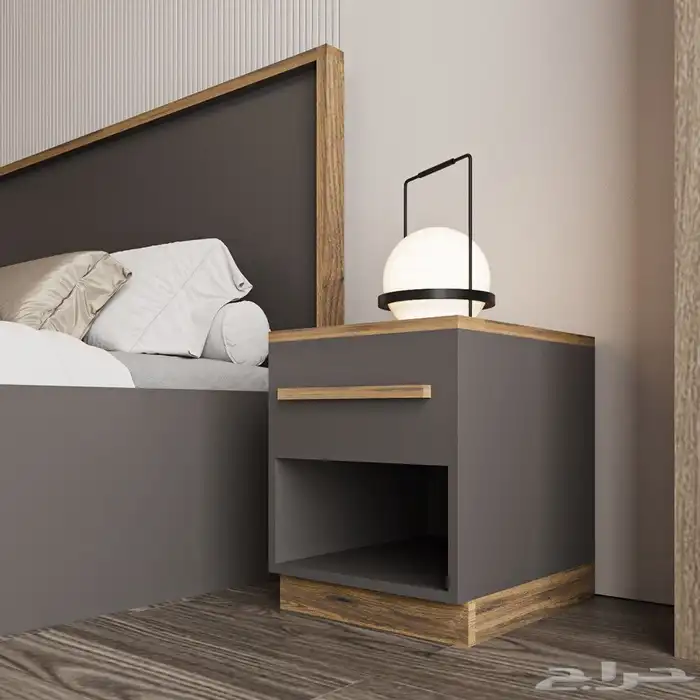 غرفة نوم كاملة لون رمادي و بني 9