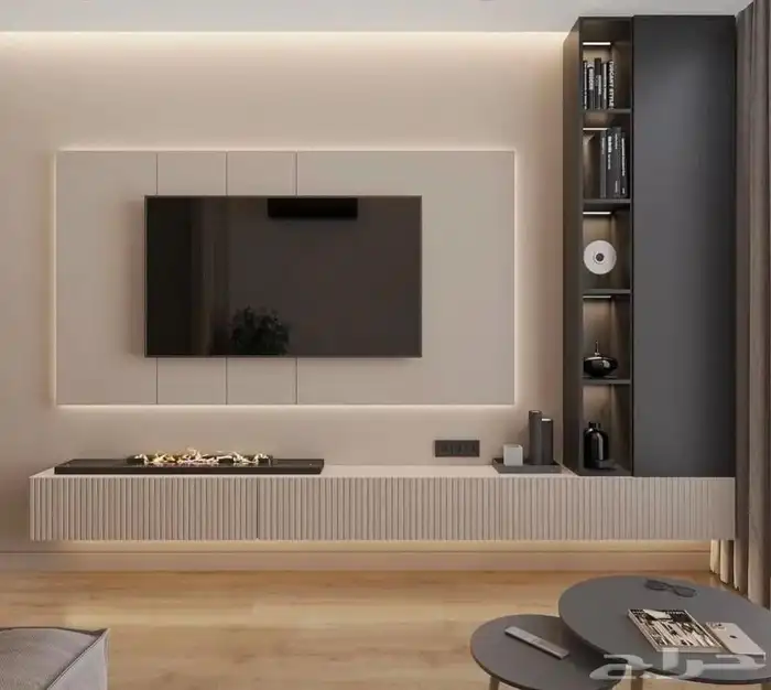 ديكور شاشه مع مكتبه رفوف شاشه تلفزيون 4