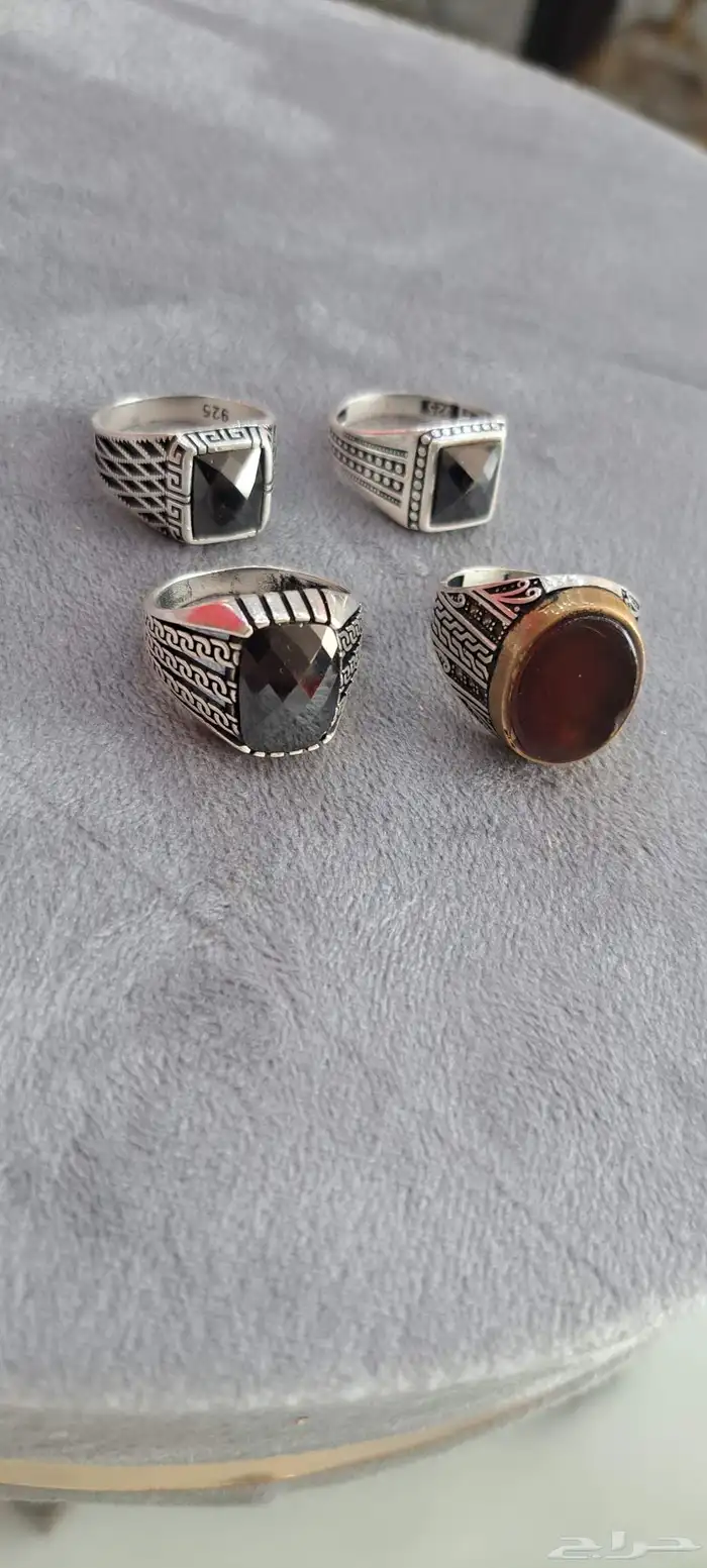 عقيق يمني فضه وفضه تركي 4حبات 1