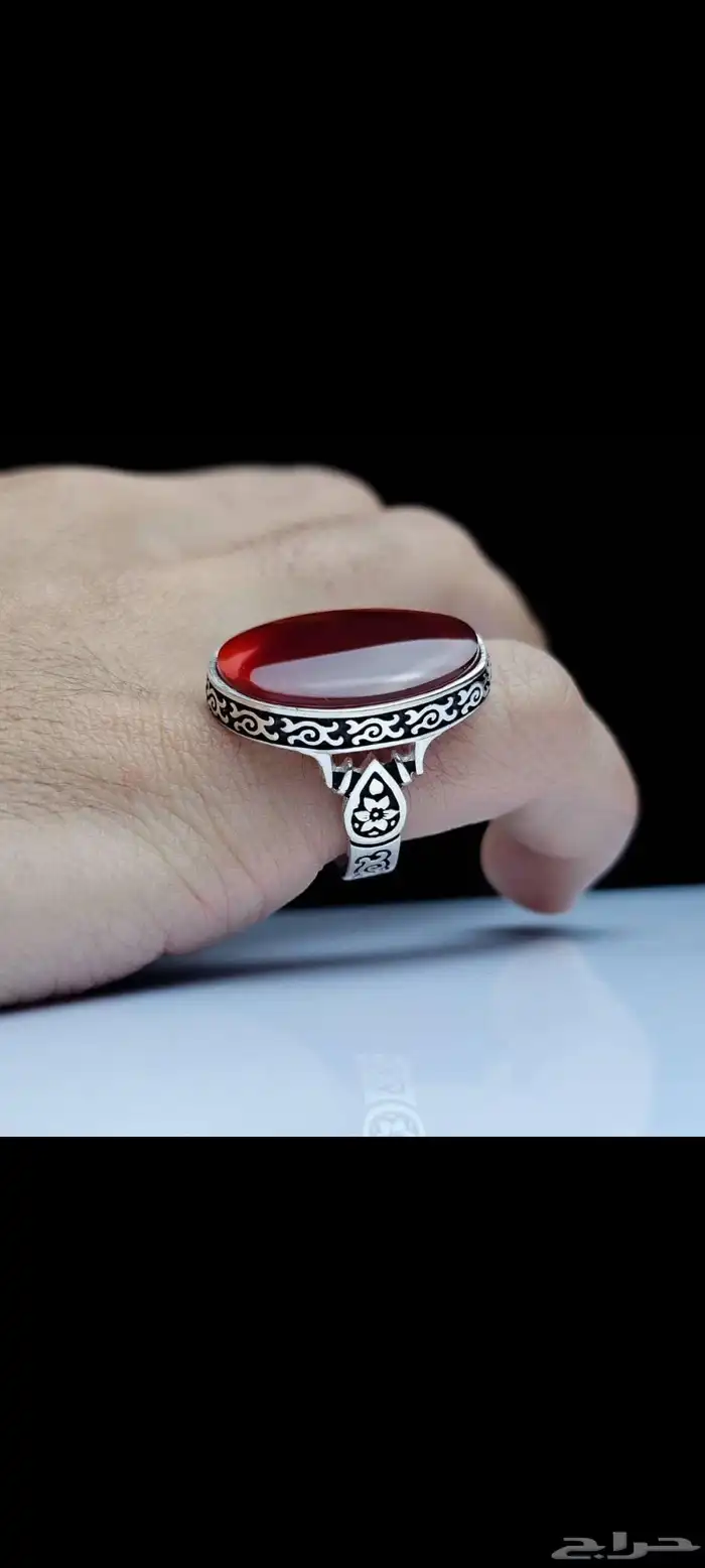 خاتم عقيق يماني فضه 0