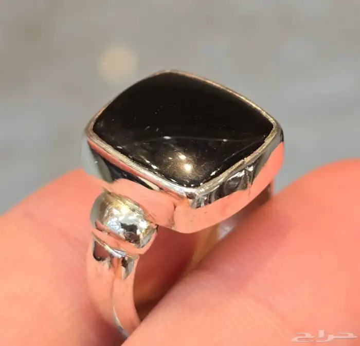 خاتم فضه بحجر عقيق يمني جزع مقاس 20 0