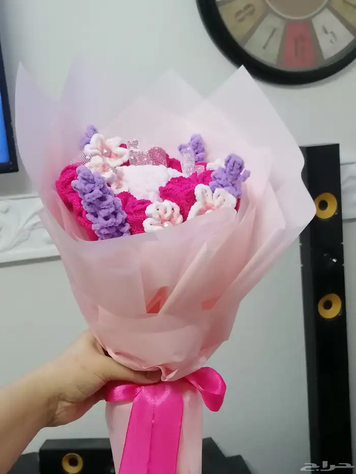 باقة ورد بخيوط الصوف 1