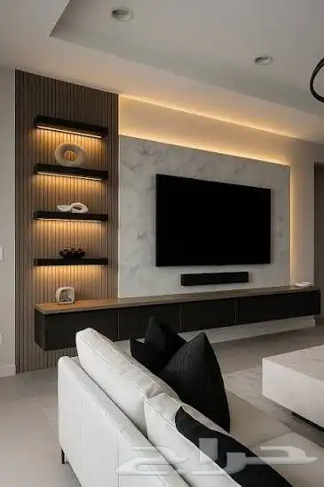 ديكور شاشه مع مكتبه رفوف شاشه تلفزيون 8