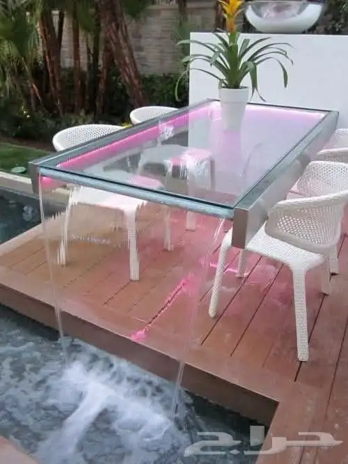 طاولة شلال مودرن بإضاءة LED ثابتة أو متنقلة بتصميم فاخر لح 0