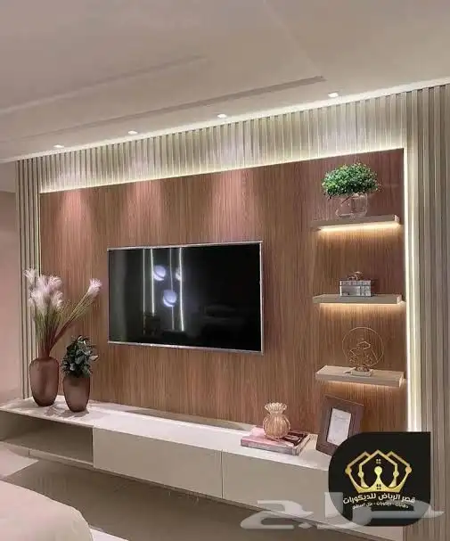 ديكور شاشه مع مكتبه رفوف شاشه تلفزيون 2