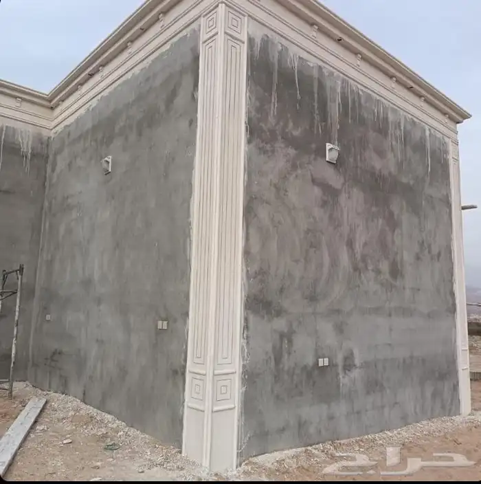 ديكورات خارجية اسمنتيه لياسه ملونه الباحه 7