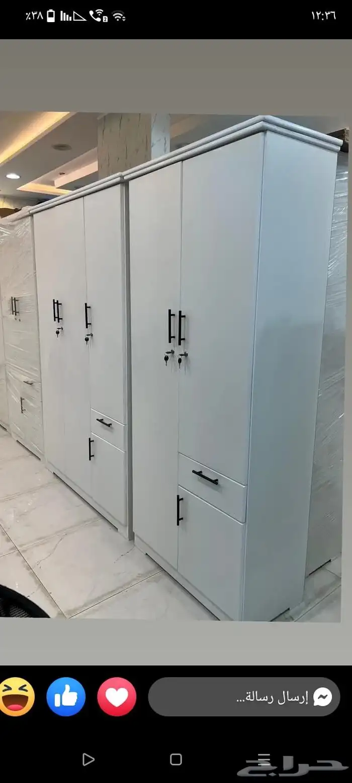 دواليب وطني جديده ثلاثة وبابين خشب مضغوط وقوي جدا 1