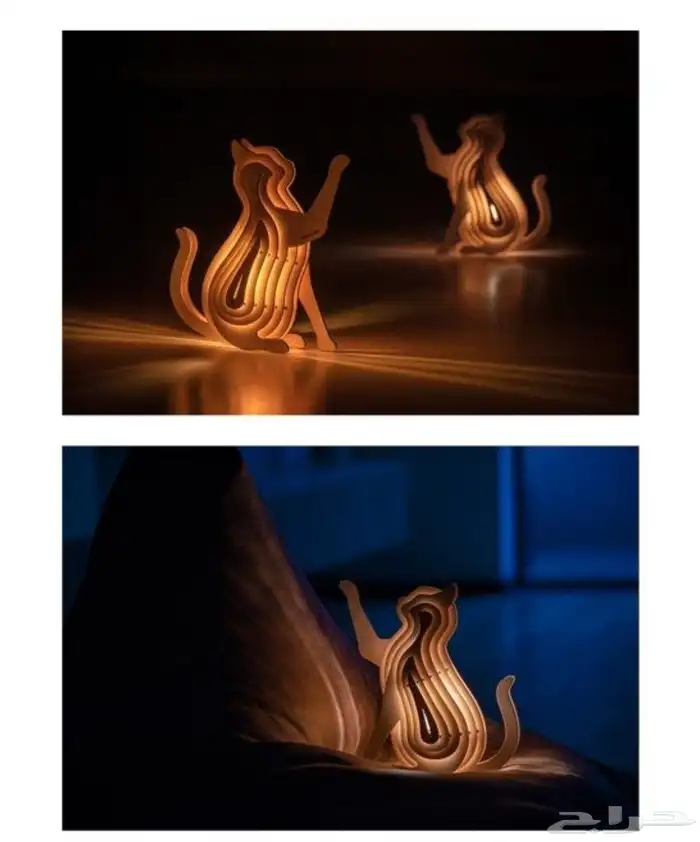 ضوء ليلي خشبي بشكل الحيوانات . غزال الرنة 6