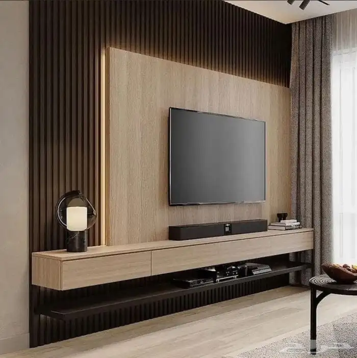 ديكور شاشه خلفيه تلفزيون رفوف خلفيه جدار سرير 3