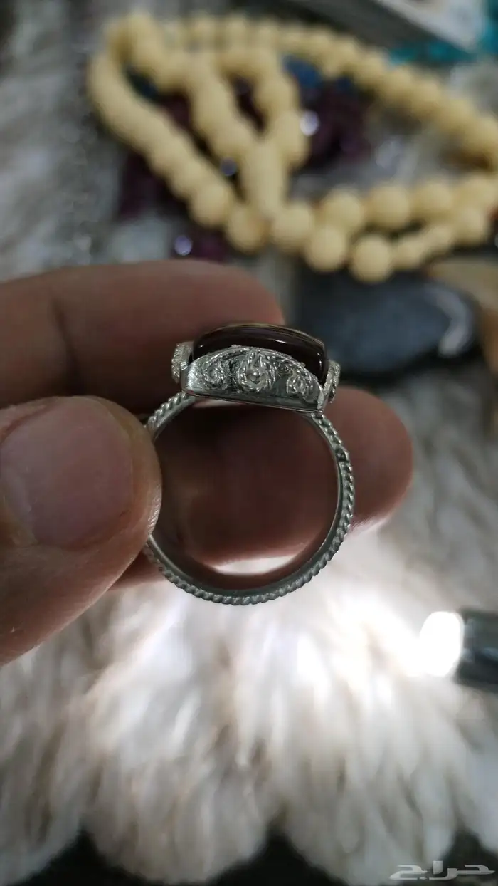 خاتم عقيق كرزي صياغة نجرانيه قطع مميز 1