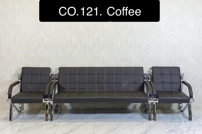 كنب جلد صيني جديد بالكرتون و كراسي انتظار جلد 9