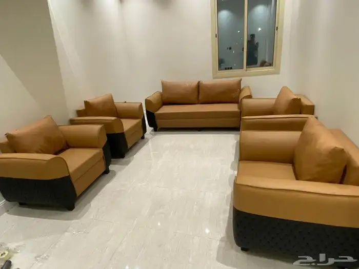 كنب جلد صيني جديد بالكرتون و كراسي انتظار جلد 2