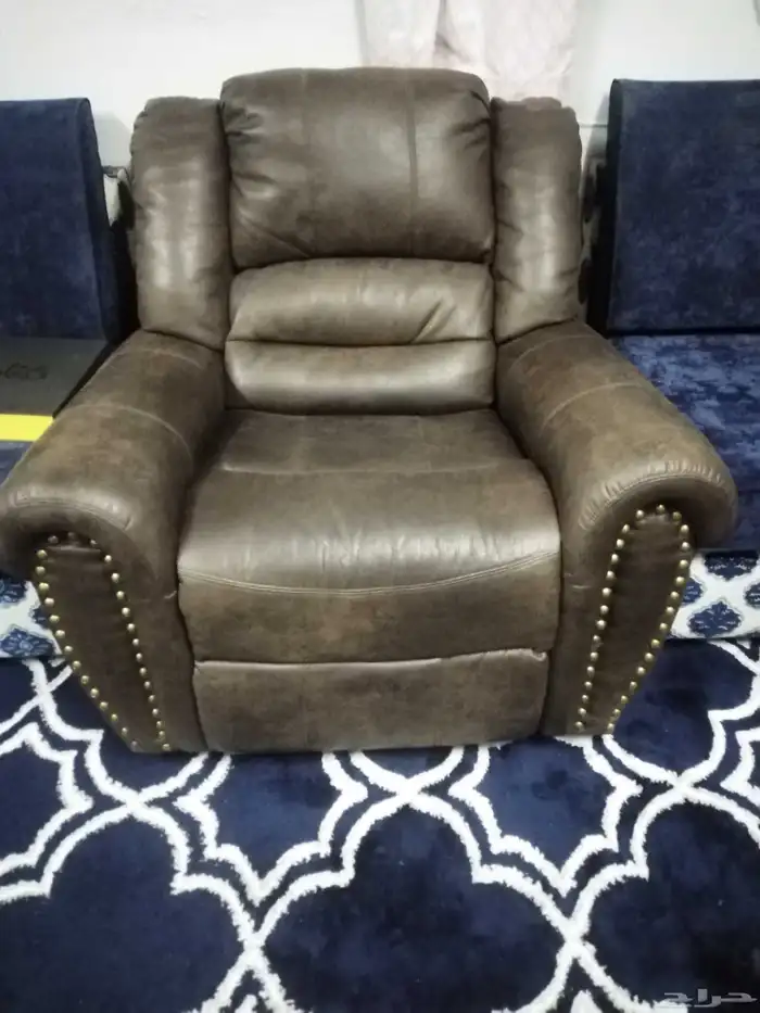 كرسي استرخاء جلد طبيعي للبيع 0