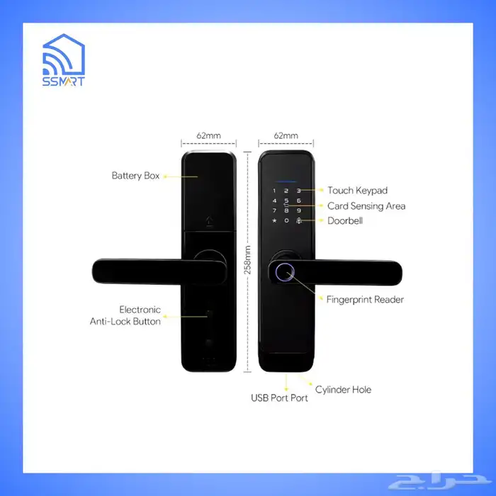 قفل ذكي باب داخلي بلوتوث مع واي فاي متوفر تركيب 6