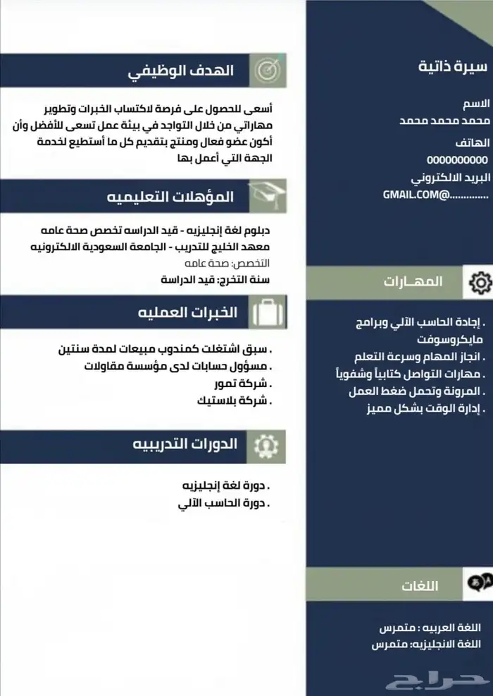 تصميم سيرة ذاتية احترافية ضمان كامل ب15 6