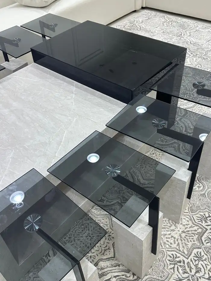 طاولات خدمه فايبر 9قطع صغيره و1 كبيره ب(1500) لكامل الطقم 0