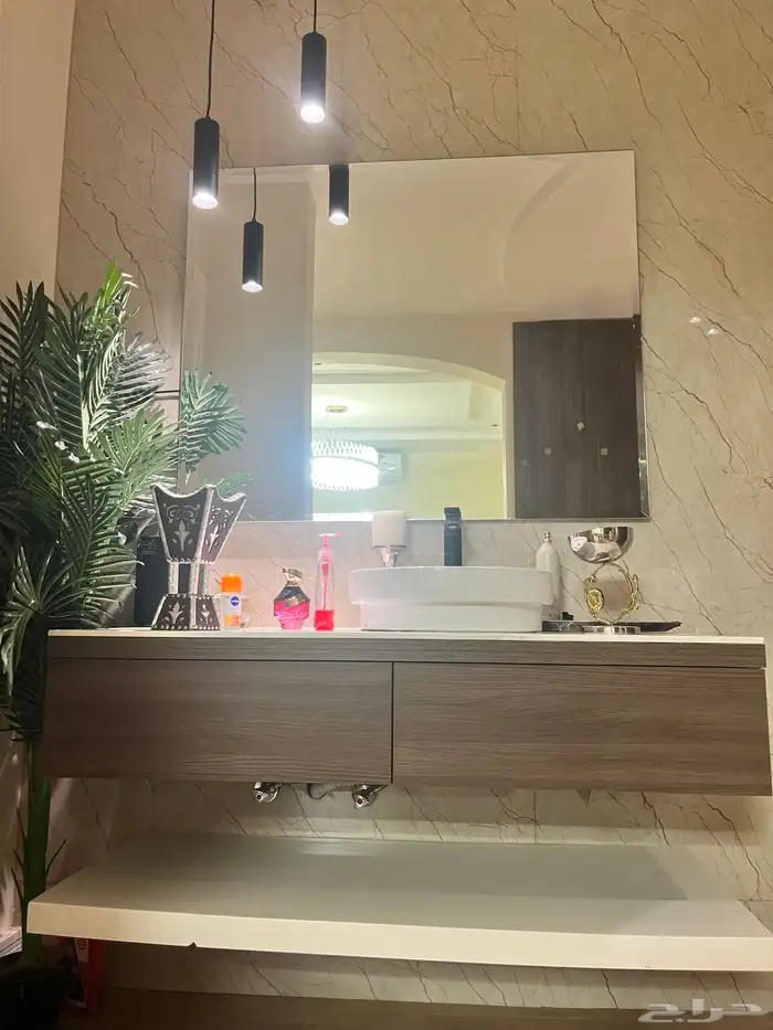 مغسلة خشب (فاخرة) مع أدراج ومراية 0