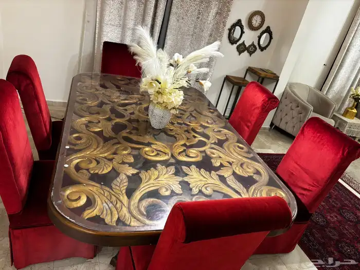 طاولة طعام سفرة 6 كراسي خشب زان 2
