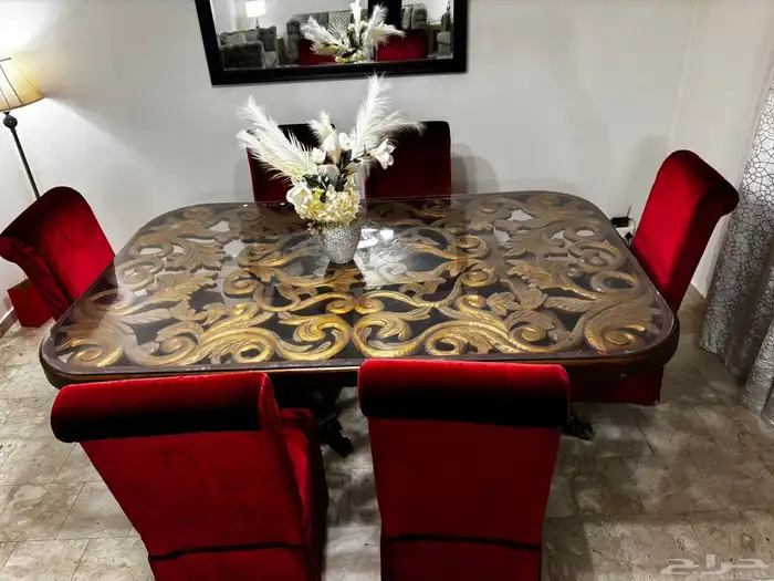 طاولة طعام سفرة 6 كراسي خشب زان 1