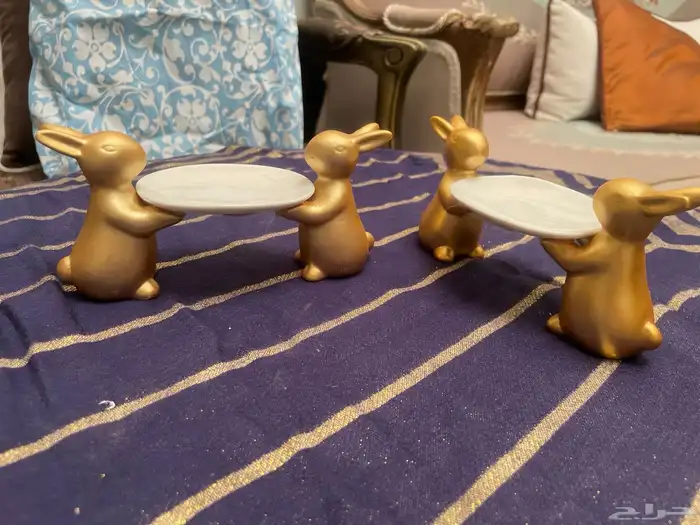 تحف لطيفة للحلوى ارانبCute golden bunny holder 3
