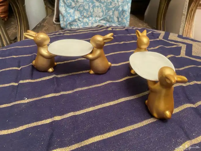 تحف لطيفة للحلوى ارانبCute golden bunny holder 2