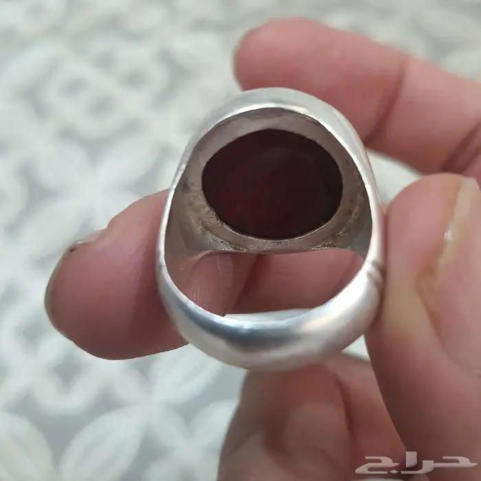 خاتم فضه عقيق يماني 3