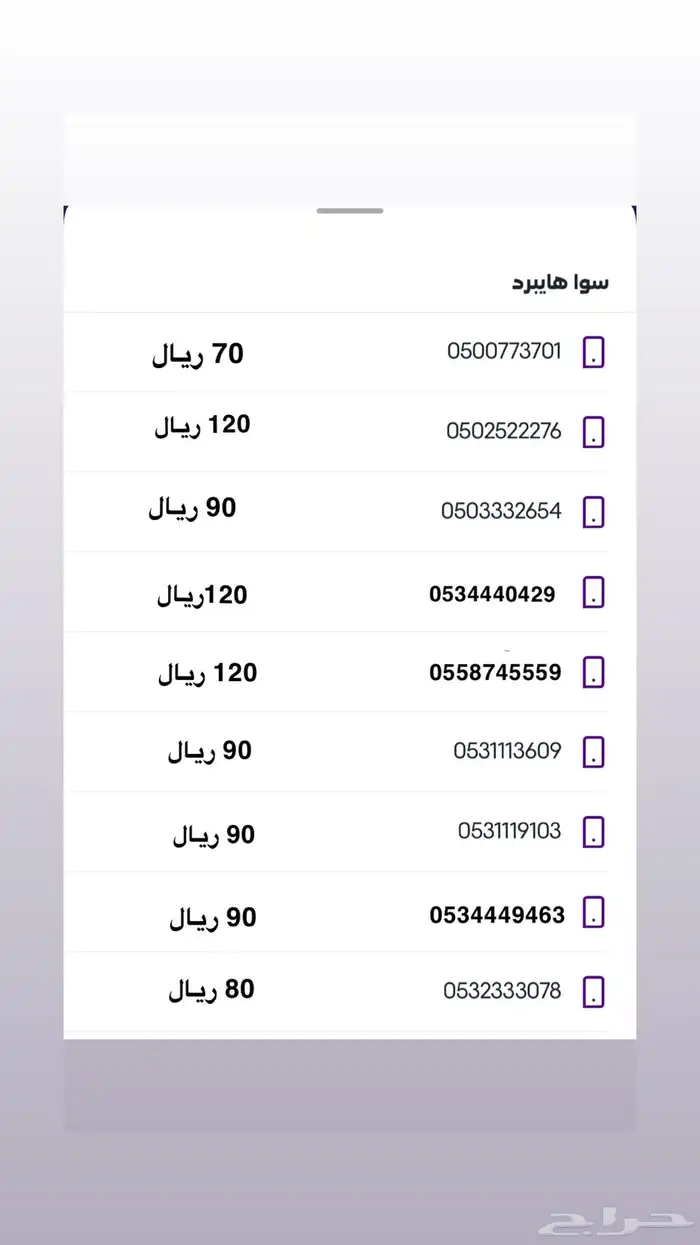 ارقام مميزه للبيع هايبرد سوا 0