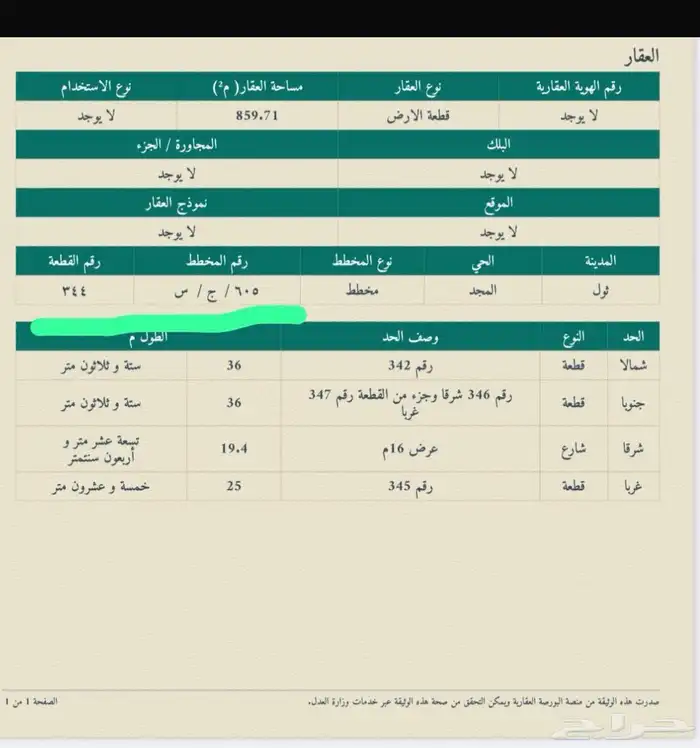 للبيع ارض سكنية مخطط المجد 0