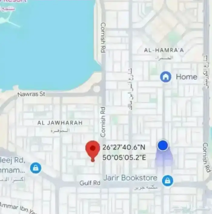 ارض زاويه للبيع حي الجوهره الدمام مساحة 704 م 0