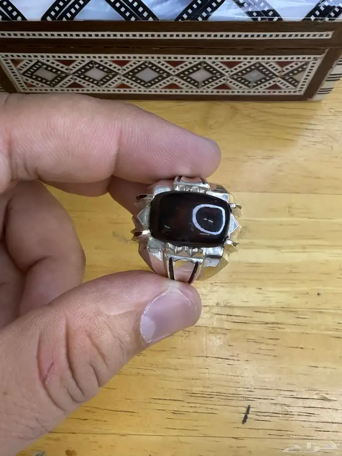 خاتم فضه متوج بحجر أوبال أثيوبي صياغه أمين 0