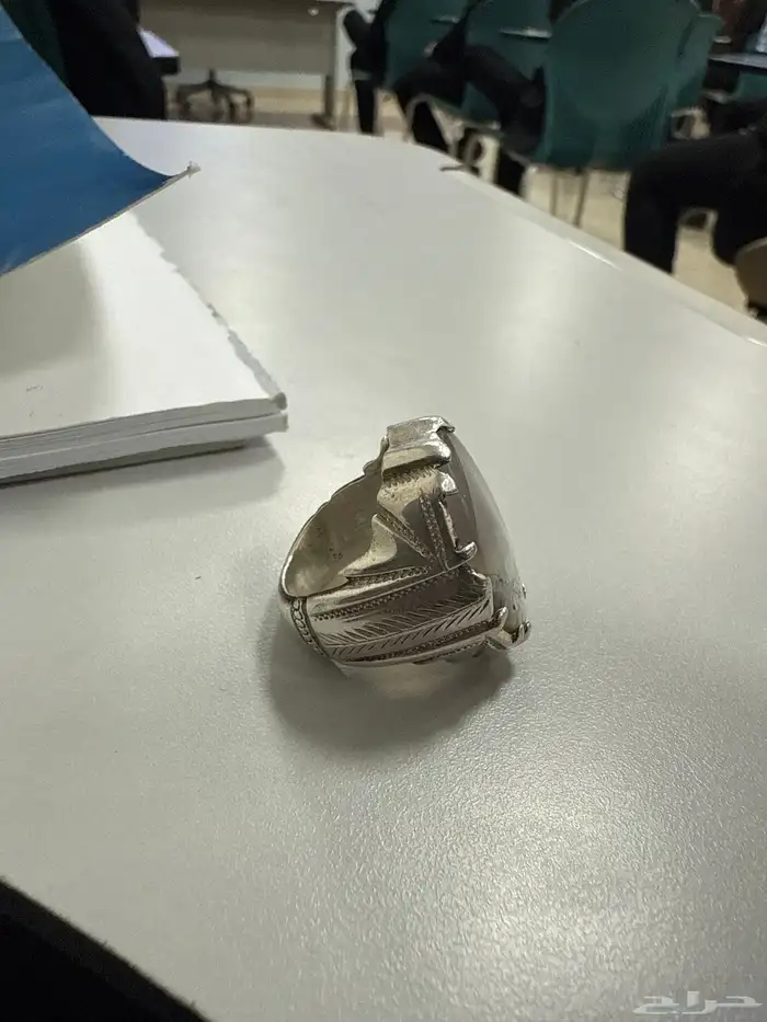 خاتم فضه عقيق للبيع 3