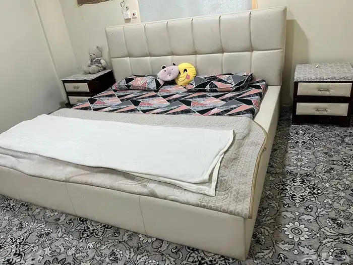 leather bed set  side table and dressing table 2