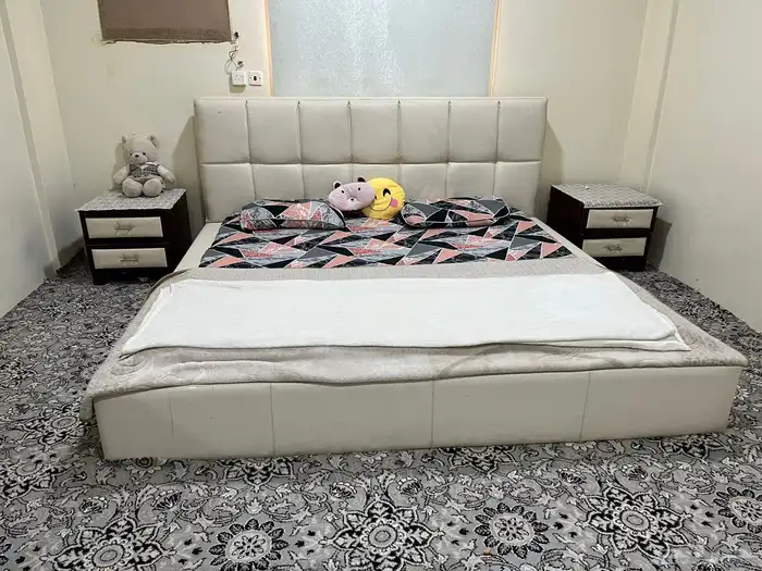 leather bed set  side table and dressing table 1