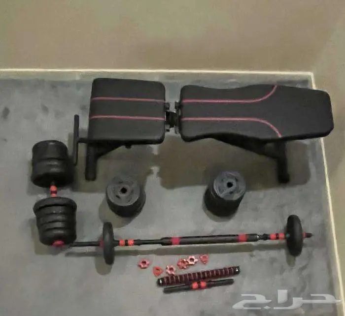 للبيع طقم أثقال   بنش رياضي قابل للتعديل . 0