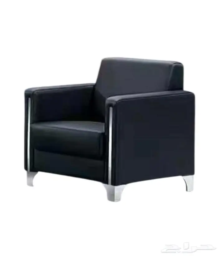 كنب جلد أسود فخم للمكاتب والاستقبال 4