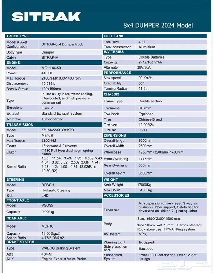 قلاب سيتراك 2024 SITRAK 1