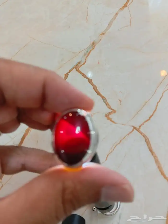 خاتم فضة عقيق كرزي مزعفر صياغة عقيل 8