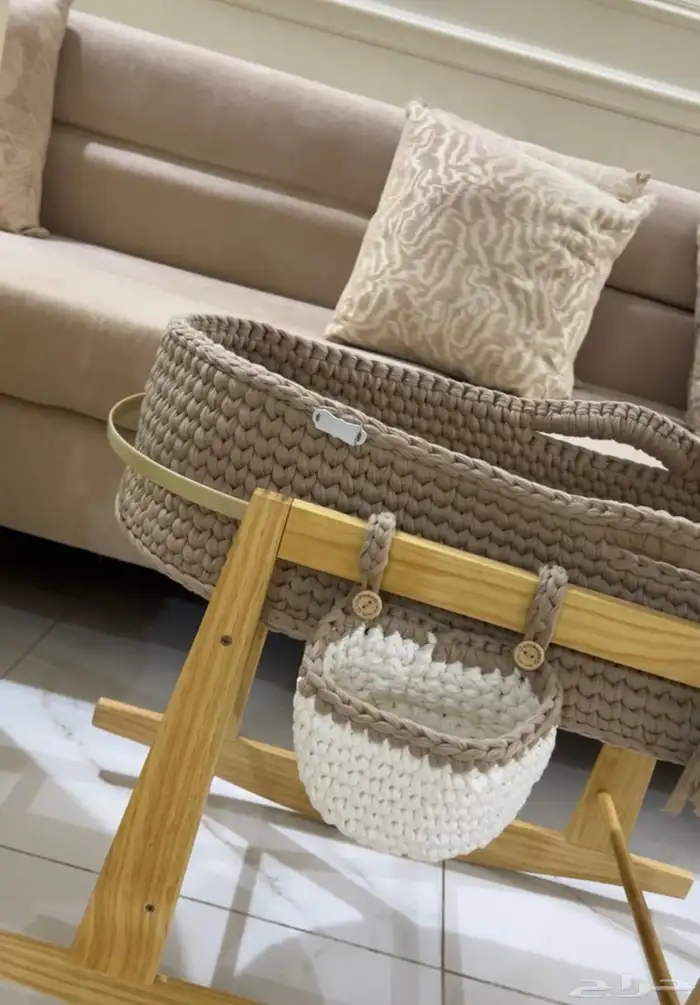 مهد كروشيه سلة موسى مهد مهاد سرير 1