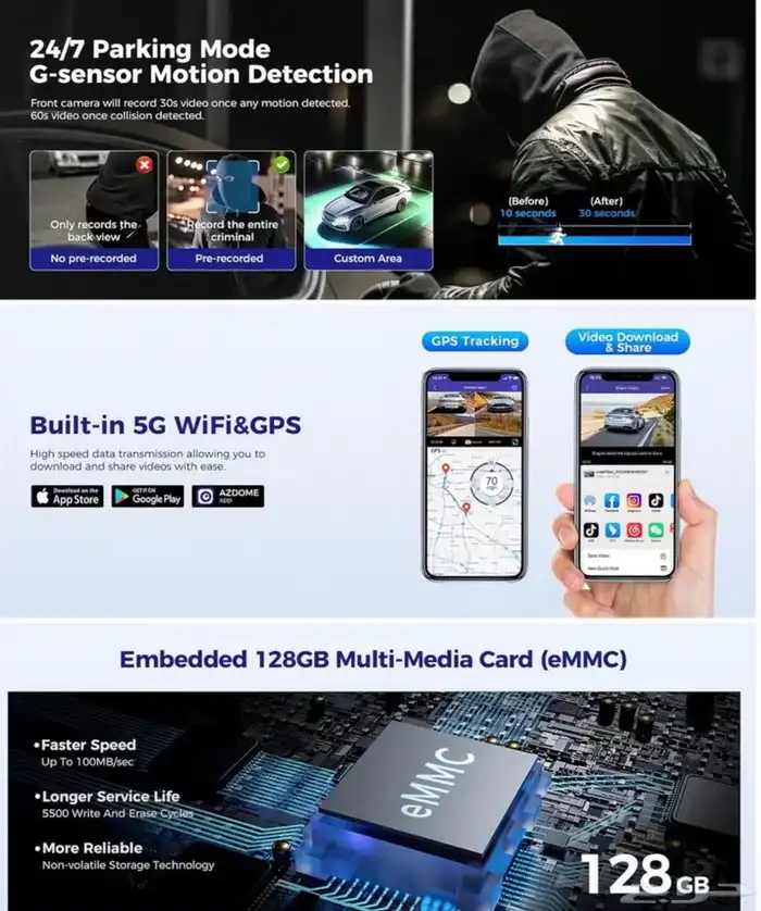 داش كام أزدوم AZDOME 4K-M660 7