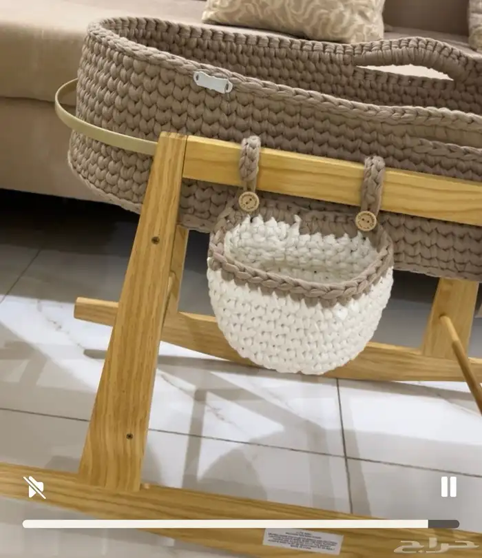 مهد كروشيه سلة موسى مهد مهاد سرير 0