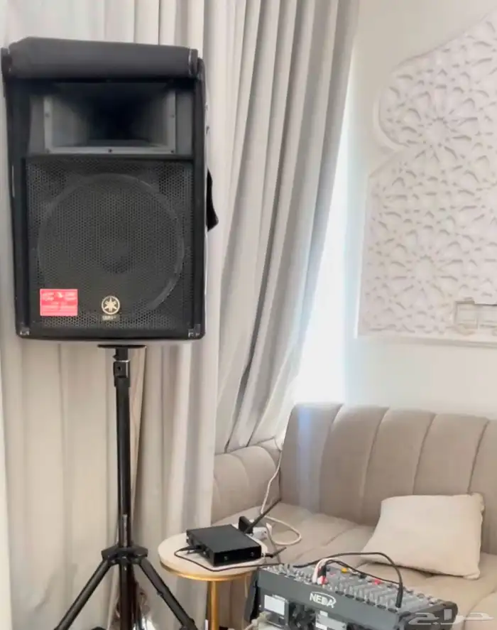 نظام صوتي سماعات مع مكسر ومايكات 0