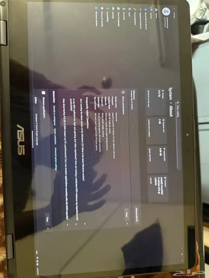 لاب توب ASUs تاتش وفيه بصمه 8