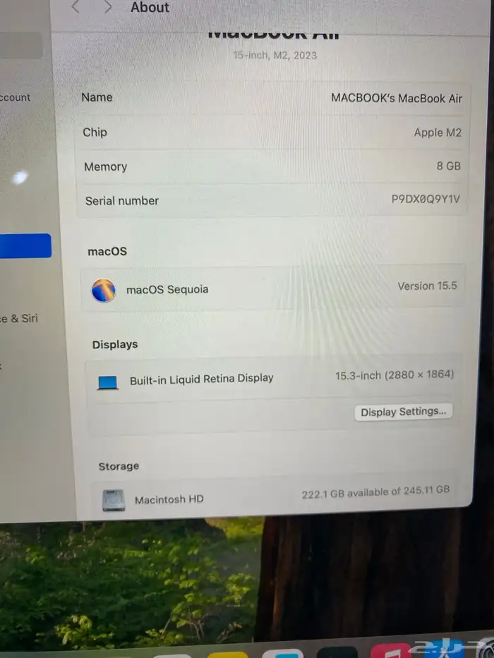 ماك بوك اير 15 انش M2 ضمان جرير نفس الجديد بدون خدوش 24