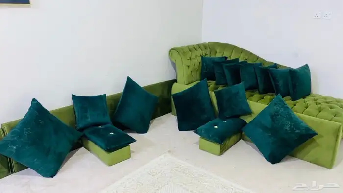 كنبه وجلسة ظهر كامله مع لوحه وطاوله تلفزيون وقطعه سجاد 0