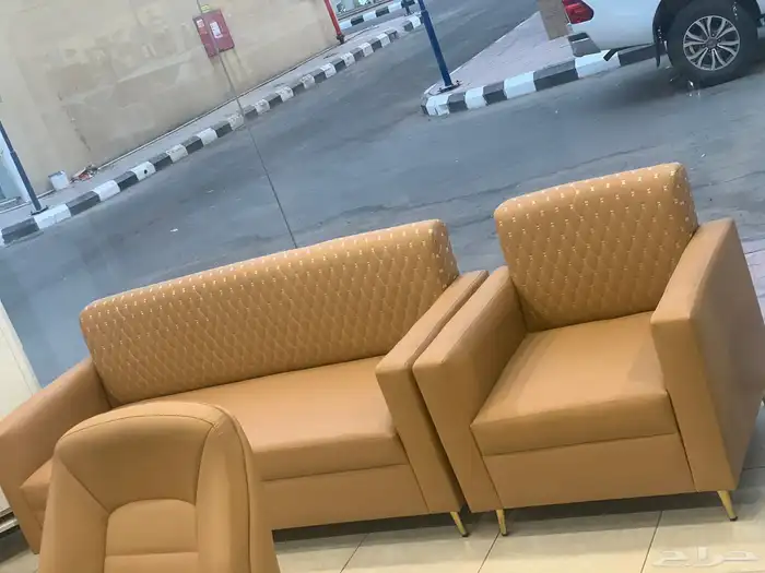 كنب جلد فخم لون رصاصي 3