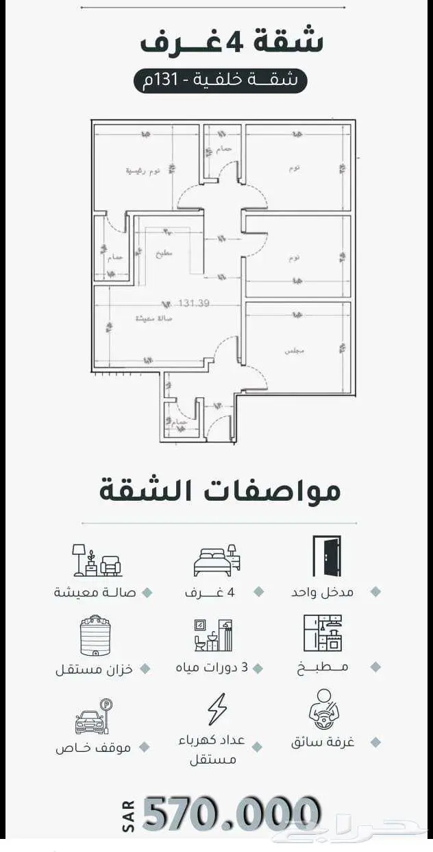 شقق 4 غرف فاخرة للبيع - جدة - حي النزهة بالقرب من مجمع العرب 3