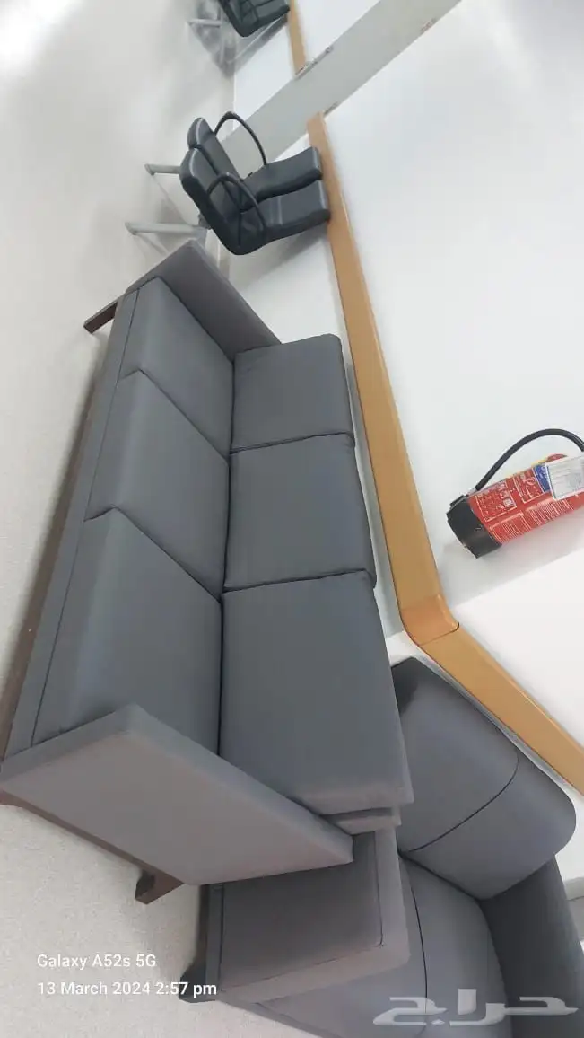 كنب جلد فخم لون رصاصي 8