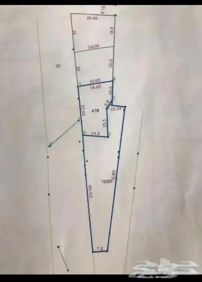 ارض بصك الكتروني للايجار مساحتها 2500 متر تجاريه 0